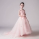 Cô gái màu hồng sinh nhật công chúa váy fluffy dài váy trẻ em catwalk buổi tối váy trailing trang phục piano nước ngoài - Váy trẻ em