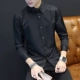 Thanh niên mùa thu Áo sơ mi dài tay nam Hàn Quốc Slim Black Tide Quần áo nam kinh doanh bình thường