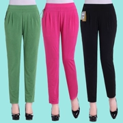 Mùa hè quần legging mới mặc quần dài giữa và phụ nữ tuổi già quần cao eo co giãn chân quần mẹ băng lụa - Quần tây thường