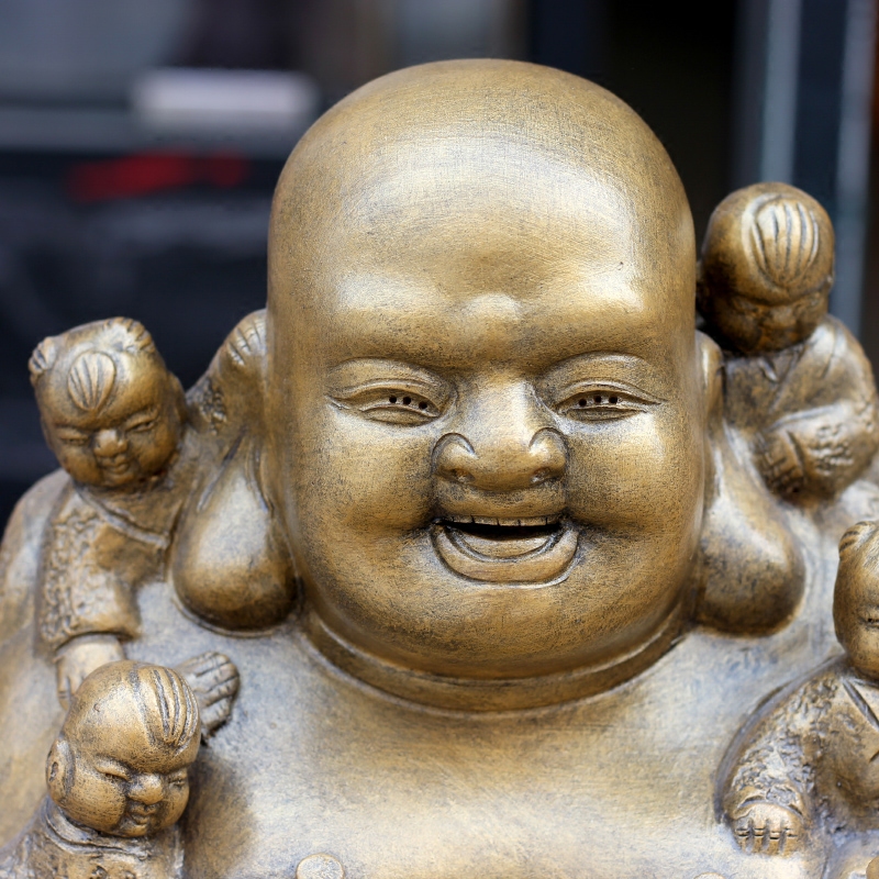 Jingdezhen ceramic engraving smiling Buddha maitreya shop hotel mesa desktop large furnishing articles and heavily Buddha