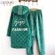 Nicole mùa đông phụ nữ quilted đồ ngủ dài trùm đầu độn nhung phục vụ nhà nhung bộ mặc nhà đẹp Giống cái