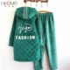 Nicole mùa đông phụ nữ quilted đồ ngủ dài trùm đầu độn nhung phục vụ nhà nhung