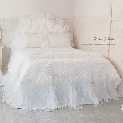 Korean white lace bedding four-piece Princess style padded bed skirt Bed Li style quilt cover advanced custom