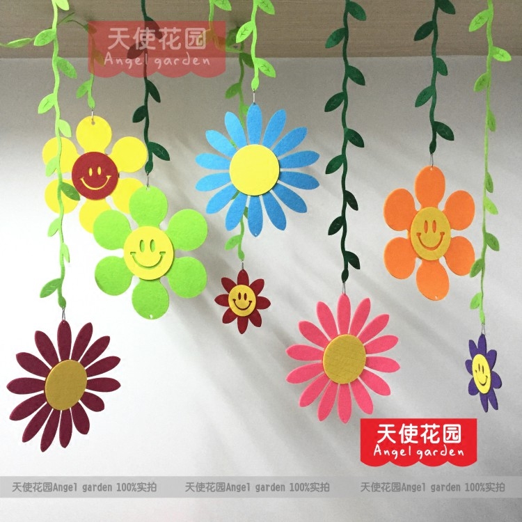 Kindergarten School Decoration Materials Interior Exterior Veranda Suspended Ceiling Wall-mounted Ceiling Hanging Wall Accessories Unwoven Sunflower Sunflower Pendant