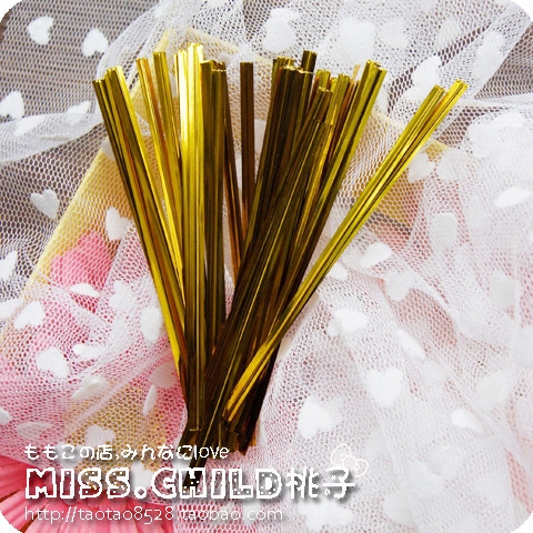 100 gold tie wire Gold wire tie Gift tie wire bag accessories Wedding wedding supplies tie mouth