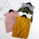 Áo len vest vest bỏ túi mặc áo khoác ngắn không tay áo len len vai ao kieu dep Áo vest