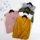 Áo len vest vest bỏ túi mặc áo khoác ngắn không tay áo len len vai