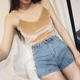 Phiên bản Hàn Quốc của quần lọt khe nhung gợi cảm retro retro nữ ngắn mùa hè bên trong áo sơ mi chạm đáy hoang dã thời trang công sở nữ cao cấp Áo ba lỗ