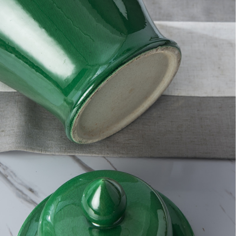 General jingdezhen ceramics green vase storage pot furnishing articles Chinese flower arranging household soft adornment sitting room