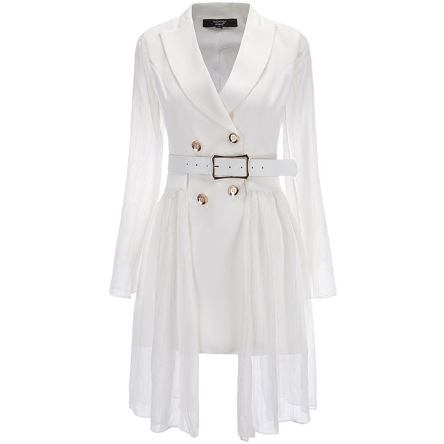 White cape suit skirt women's spring and summer high-end thin mid-length slim fit chiffon sun protection jacket