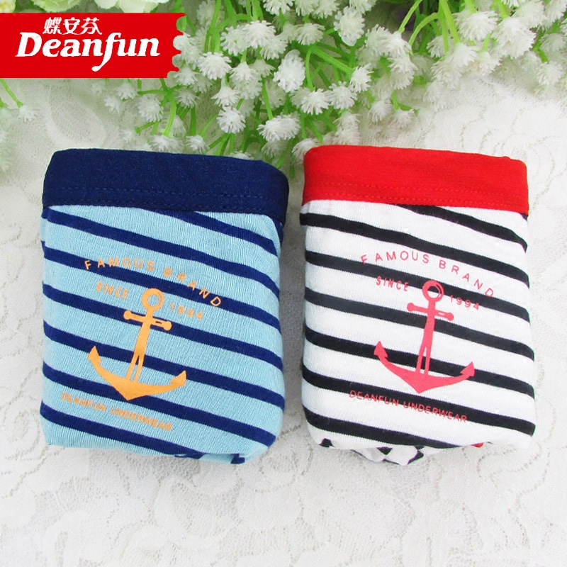 Die Anfen panties women's mid-low waist modal navy cute striped sexy small boxer comfortable panties 1870