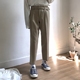 ĐƯỜNG DÀI / Hàn Quốc ulzzang đơn giản retro thun co giãn thẳng quần rộng giản dị 9 điểm quần nam quần giữ nhiệt nam Quần