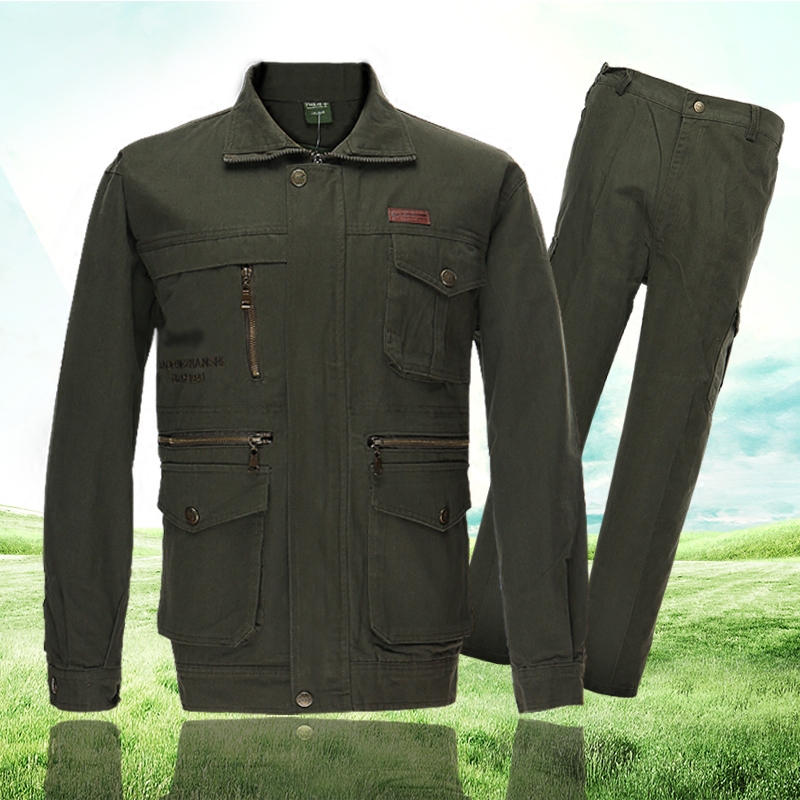 Spring Autumn Season Pure Cotton Electric Welding Work Suit Men's Steam Repair Long Sleeve Multi-Pocket Multiple Pocket Labor Conserved Machinery Tooling Work Clothes