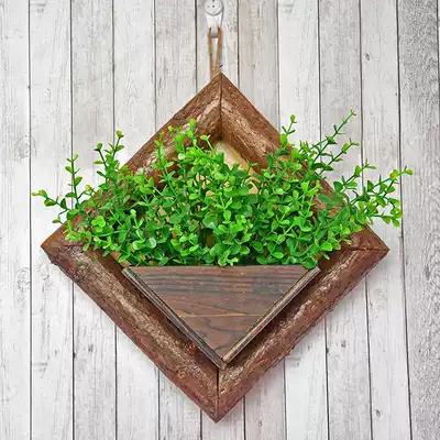 Wall-mounted wooden flower basket pastoral style indoor wall pendant hanging hanging solid wood flower rack Flower wall decoration