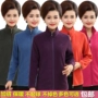 Áo khoác thể thao ngoài trời mùa thu và mùa đông cho phụ nữ trung niên Quần áo của mẹ cộng với áo len nhung dày cỡ lớn áo len áo dạ trung niên