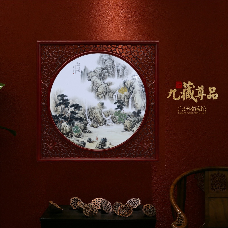 Jingdezhen ceramic dong - Ming li personally hand - made scenery scenery adornment porcelain plate paintings of Chinese style household decoration