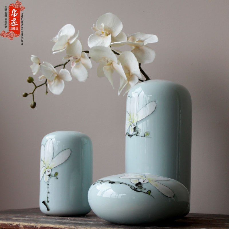 Jingdezhen ceramic vase furnishing articles dried flowers, flowers, flower arrangement sitting room porch between new Chinese style household decoration decoration plate