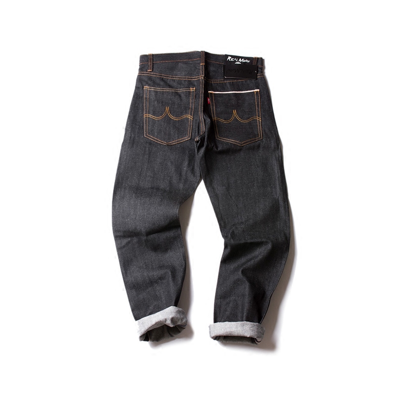 2021 autumn and winter primary color undesquamated red ear tannin jeans original cow retro Joker slim small straight trousers men