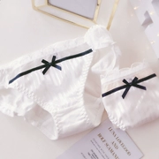 Sản phẩm mới satin tươi tối sọc nhỏ nơ nhỏ bằng vải ren cô gái đồ lót nữ thấp eo đồ lót