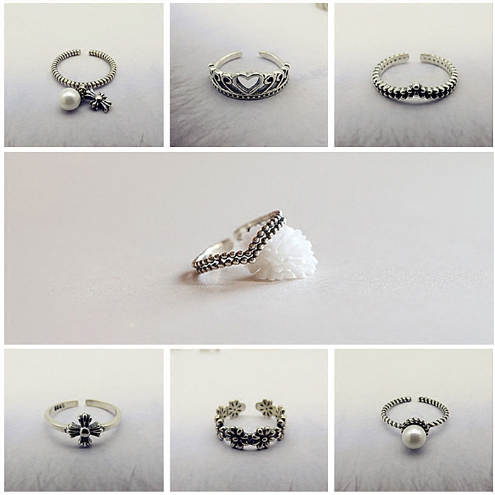 s925 sterling silver retro ring Japanese and Korean version trendy fashion simple personality Korean Thai silver joint tail ring jewelry female