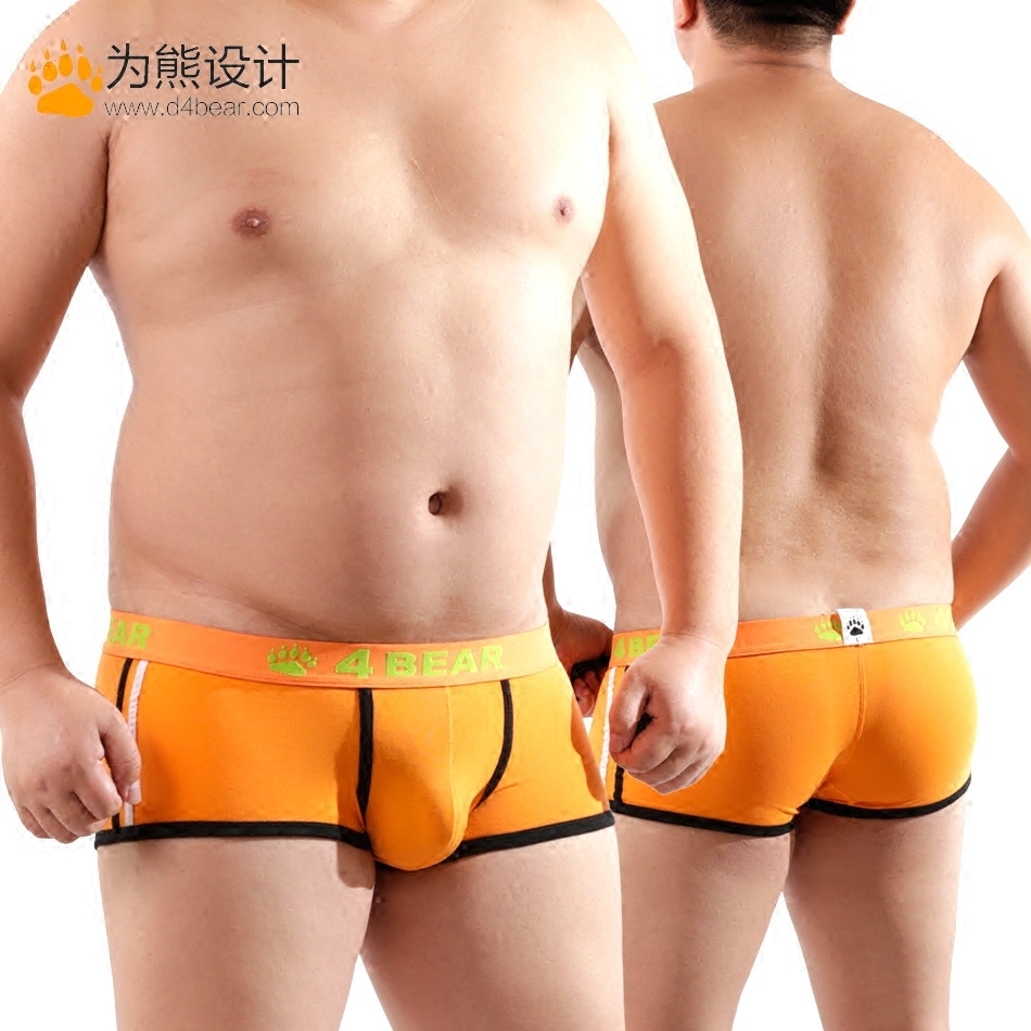 The new design for the bear claw classic upgrade pure cotton U-convex plus fat plus size sexy orange boxer briefs shorts head