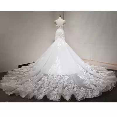 2021 New skinny fishtail hip slim bridal wedding princess dream big tailing luxury out ceremony yarn