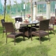 Wicker ghế một bàn sáu ghế tròn bàn mây bàn ghế kết hợp đồ gỗ ngoài trời ban công bàn ghế sân khách sạn chống chuột bàn ghế - Bàn ghế ngoài trời / sân bàn cà phê ngoài trời Bàn ghế ngoài trời / sân