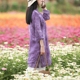 Áo sơ mi nữ họa tiết cotton và vải lanh mùa xuân hè 2018 mới rộng dài phần Trung Quốc khóa retro áo tím áo sơ mi đen nữ Mùa xuân