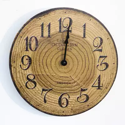 American country retro modern year ring creative wooden decorative wall clock Home living room shop wall wall wall decoration