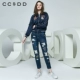 CCDD mùa đông thêu bóng chày đồng phục nữ cotton phù hợp với áo khoác bomber áo khoác ngắn - Bông áo phao lông cừu Bông