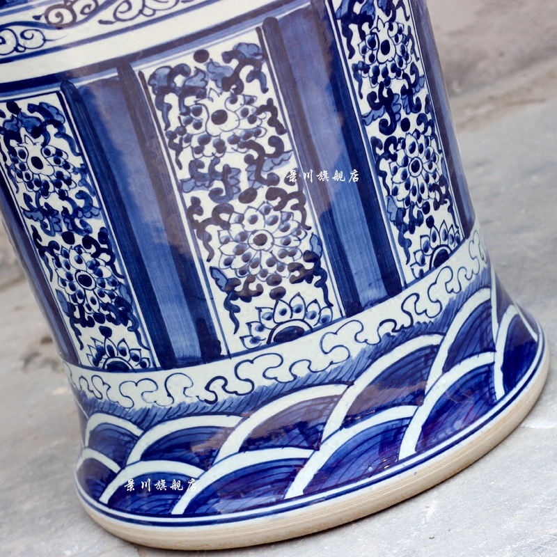 Blue and white landscape of large Blue and white porcelain of jingdezhen ceramics hand - made archaize admiralty vase hotel furnishing articles in the living room