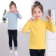Áo sơ mi nữ mùa thu trẻ em cotton 2018 mùa đông trẻ em bằng gỗ cổ tròn áo thun bé sơ mi dài tay