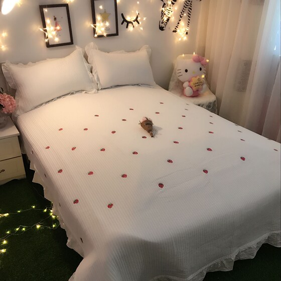 ins style Korean goddess washed cotton bed cover three-piece set quilted sheets quilted quilt bed cover single piece bedding mattress