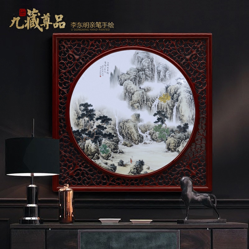 Jingdezhen ceramic dong - Ming li personally hand - made scenery scenery adornment porcelain plate paintings of Chinese style household decoration