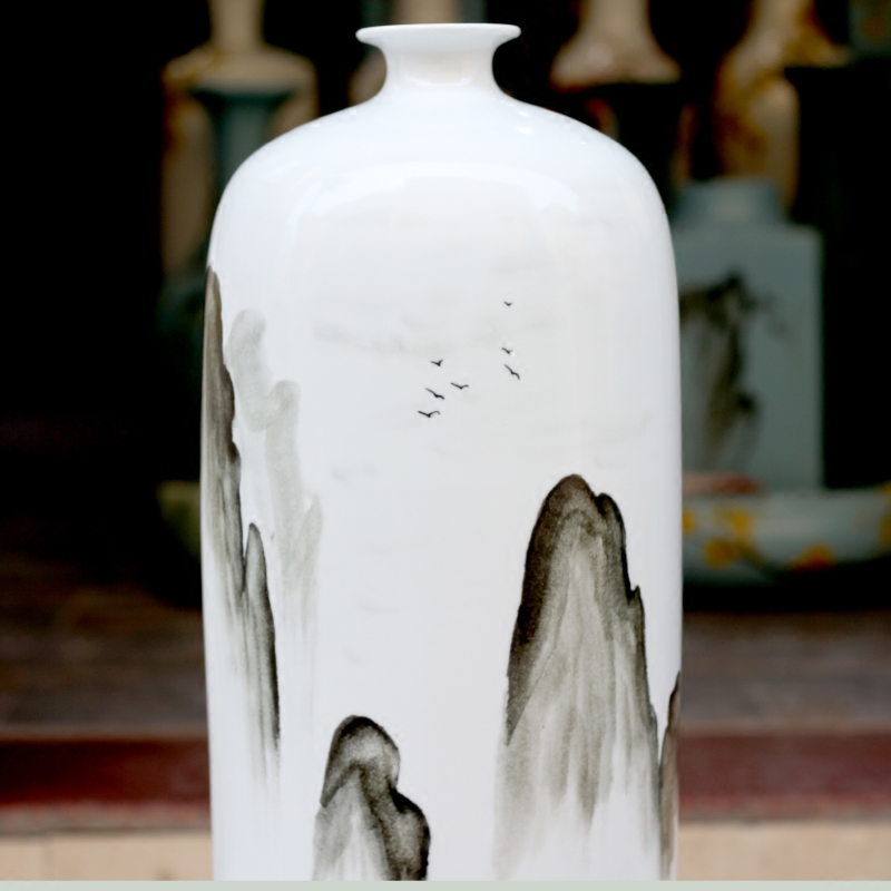 Jingdezhen ceramic hand - made landscape floor vase 60 cm, the sitting room is the study of modern and fresh simple flower arranging furnishing articles