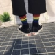 Phong cách cổng Harajuku màu cầu vồng đơn giản nam và nữ tất phù hợp vớ vớ cotton cổ điển Nhật Bản đôi vớ ống cao thương hiệu thủy triều - Vớ bông