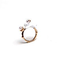 [SUMMERSHOP] Nhật Bản dễ thương ngọc trai trắng dễ thương thỏ trắng ba chiều - Nhẫn nhẫn bạc nam
