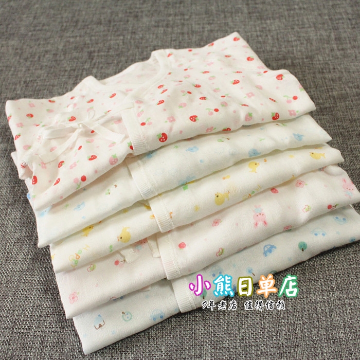 Newborn daily single summer ultra-thin gauze underwear long-sleeved partial shirt baby baby monk clothes without fluorescent agent