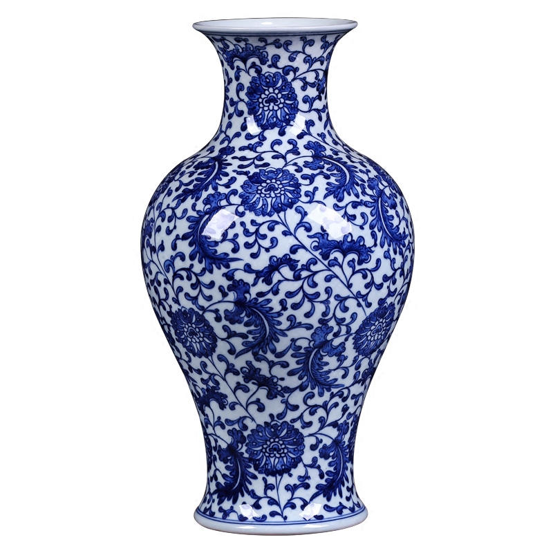 Antique hand - made tail of blue and white porcelain bottle of jingdezhen ceramic vases, flower crafts are sitting room classical Ming and the qing dynasties