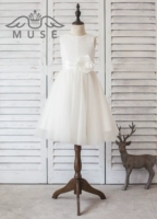 MUSE trẻ em váy cưới sequin váy trắng gạc pettiskirt đàn violin váy hoa cô gái váy - Váy trẻ em váy phù dâu bé gái