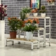 Kệ trưng bày hình bậc thang để cây cảnh trang trí sân vườn kệ sắt chống gỉ trồng cây ngoài trời Kệ