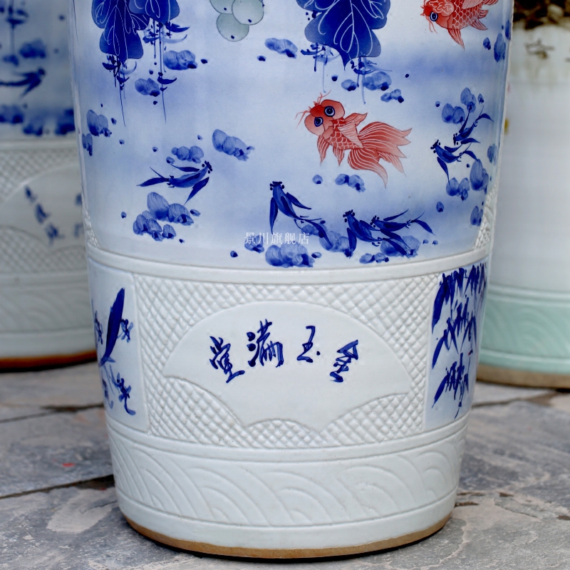 Hand - made porcelain of jingdezhen ceramic floor big vase peony grape hotel sitting room adornment is placed