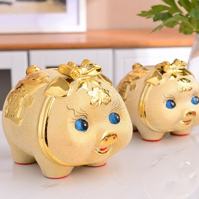 Home Decorations Piggy Bank Gold Pig Large Piggy Bank Ceramic