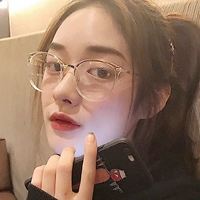 Wang Liuwen với cặp kính gọng kính trong suốt kiểu retro retro trong suốt khung tròn màu đỏ nữ cận thị khuôn mặt tròn giả mắt kính 