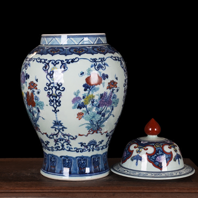 Jingdezhen ceramics general high - end antique hand - made porcelain vase home decoration craft furnishing articles in the living room