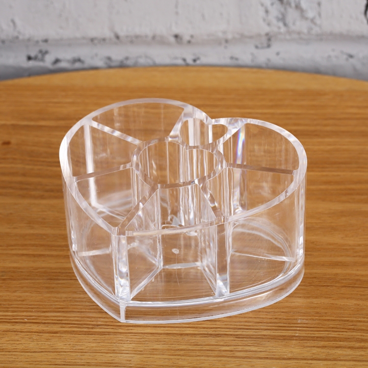 Creative high transparent heart-shaped square Lipstick Lipstick rack desktop small item storage box transparent crystal storage box