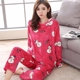 Bộ đồ ngủ flannel nữ mùa thu và mùa đông ấm áp dày bộ đồ ngủ bằng lông cừu thương hiệu đồ ngủ cao cấp Giống cái