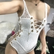 ZZ xương ZZ Phong cách châu Âu và Mỹ gợi cảm ren rỗng ngô mắt hướng dẫn dây đeo ngực thấp gợi cảm hộp đêm một mảnh vest sling áo voan kiểu Áo ba lỗ