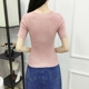 Mùa hè 2019 của phụ nữ phiên bản Hàn Quốc của áo len cổ tròn màu ngắn, áo len ngắn tay thời trang đơn giản và đơn giản. mẫu áo len đẹp 2021 Vòng cổ áo len