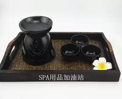 Aromatherapy spa products blending tool tray ceramic ware black aromatherapy burner dispensing Bowl